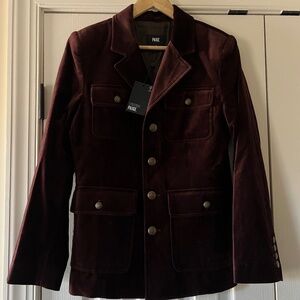 PAIGE Reign Velvet Blazer Jacket Size 6 NWT Aubergine